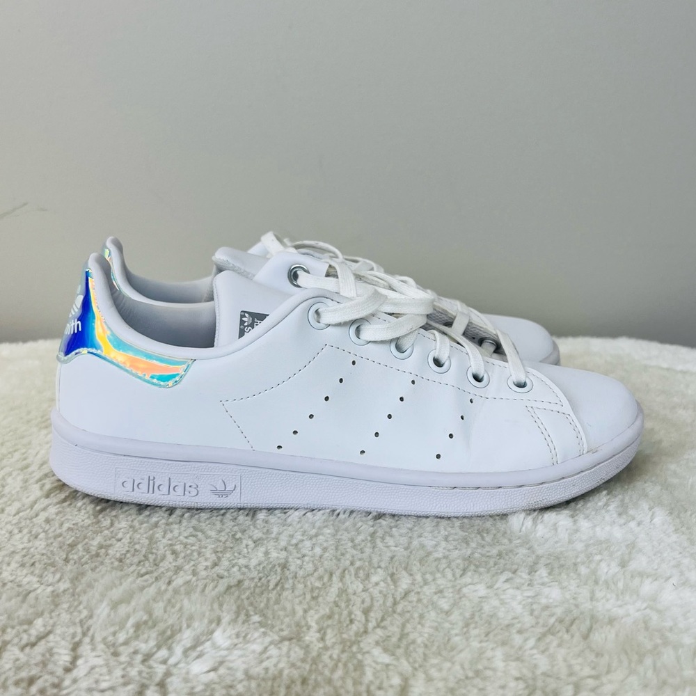 Adidas White Sneakers with Iridescent Detail
